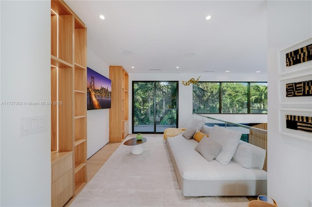 living room with light wood-type flooring