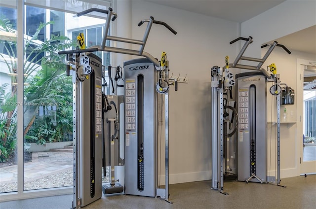 workout area featuring a healthy amount of sunlight