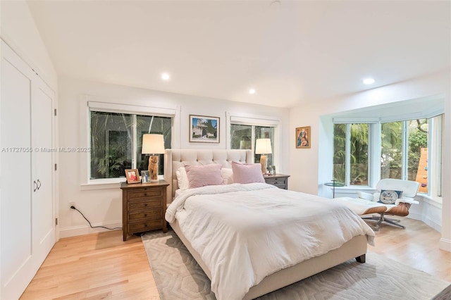 bedroom featuring light hardwood / wood-style flooring