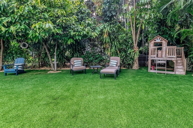 view of yard featuring a playground