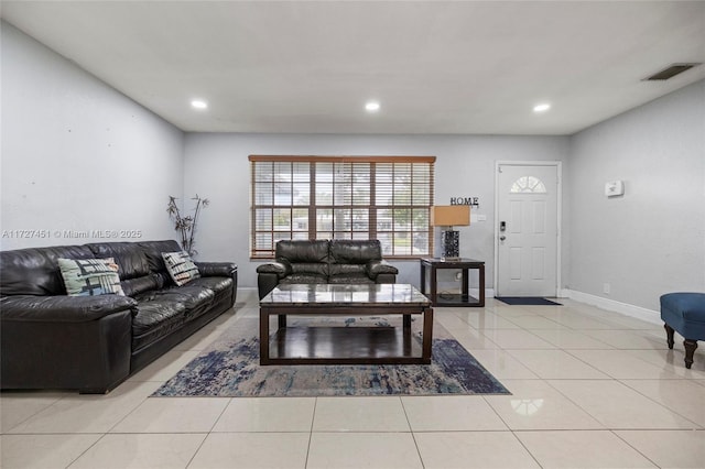 view of tiled living room