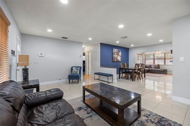 view of tiled living room