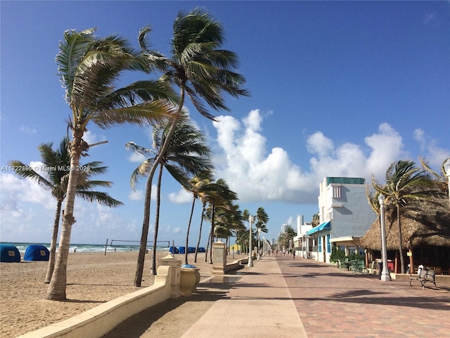 view of street featuring a water view