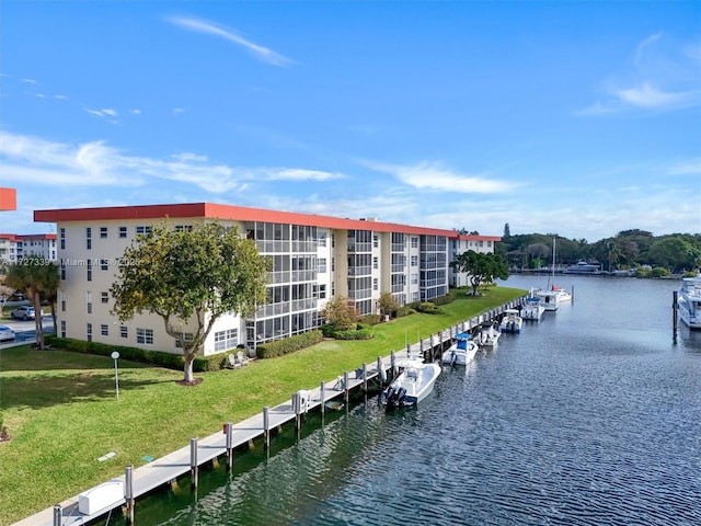 water view with a boat dock