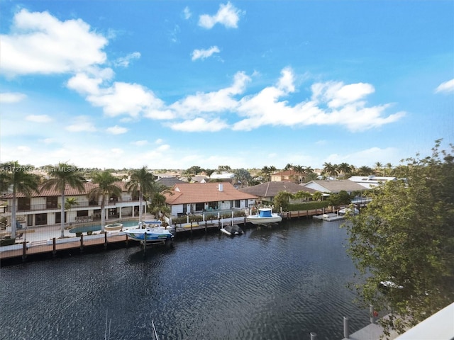 dock area featuring a water view