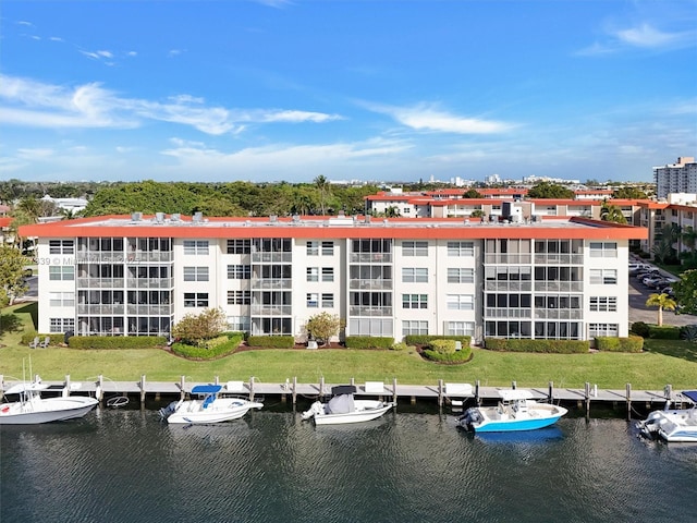 property view of water featuring a dock