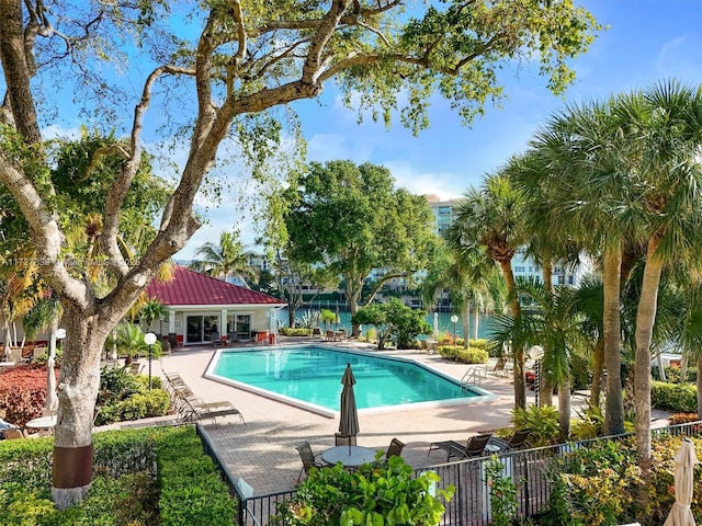 view of pool featuring a patio area