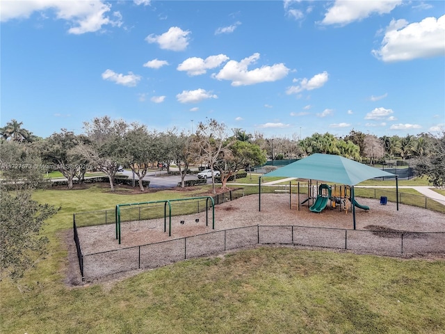 view of play area with a lawn