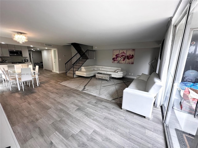 living room featuring light hardwood / wood-style floors