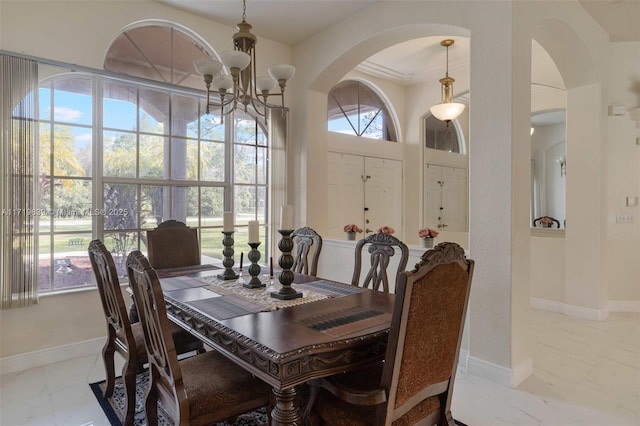 dining room featuring an inviting chandelier