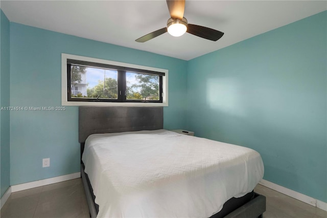 bedroom featuring ceiling fan