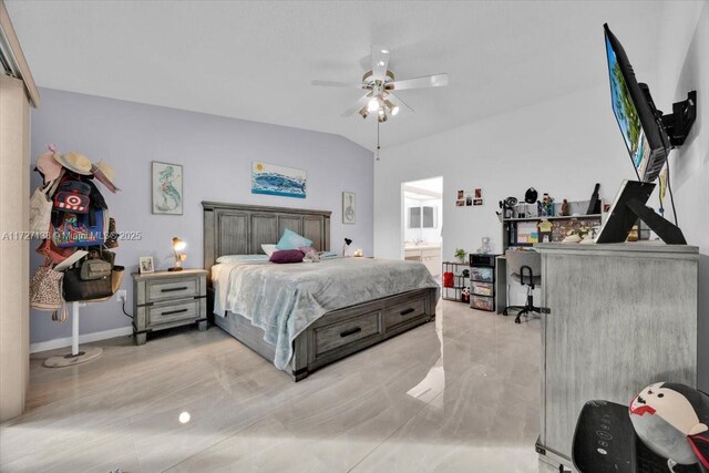 3270 Deer Lick, Kissimmee, FL 34746 - bedroom featuring ceiling fan, connected bathroom, and lofted ceiling