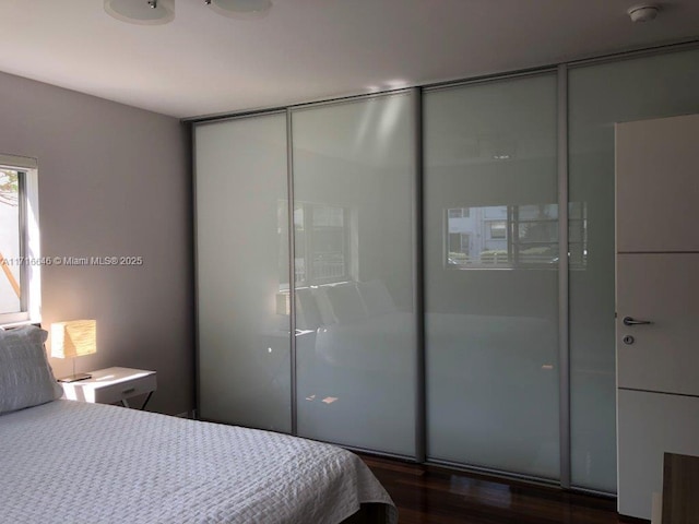 bedroom featuring dark wood-type flooring