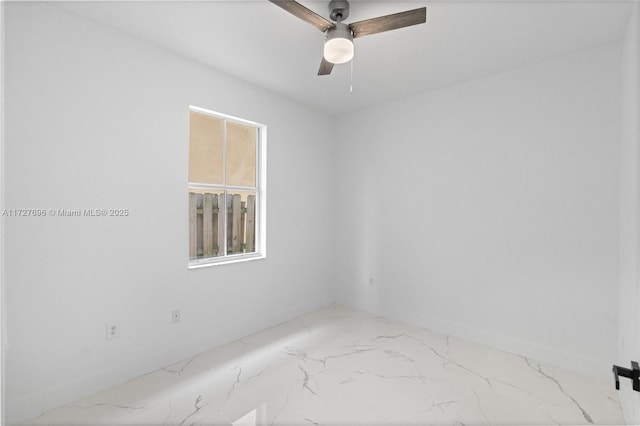 unfurnished room with ceiling fan