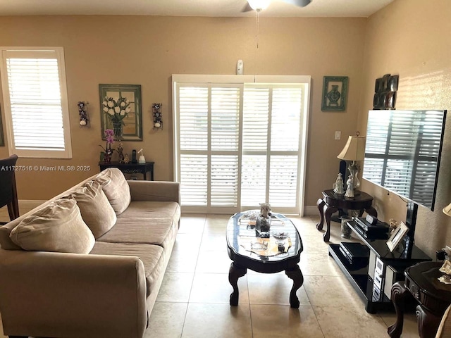 view of tiled living room