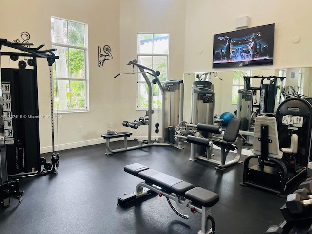 exercise room with plenty of natural light