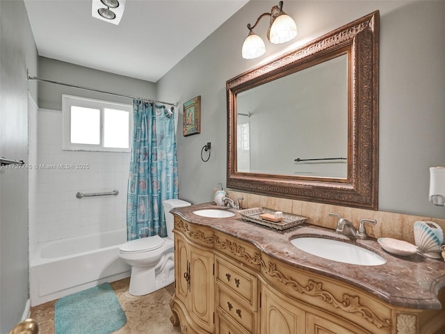 580 Eastwood Ln, Weston, FL 33326 - full bath with shower / bath combination with curtain, double vanity, toilet, and a sink