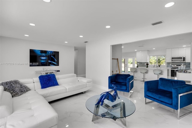 living room with french doors