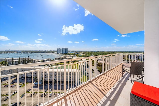 balcony with a water view