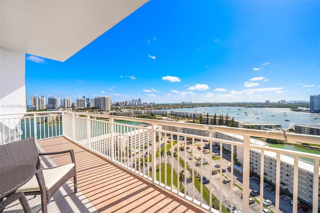 balcony with a water view