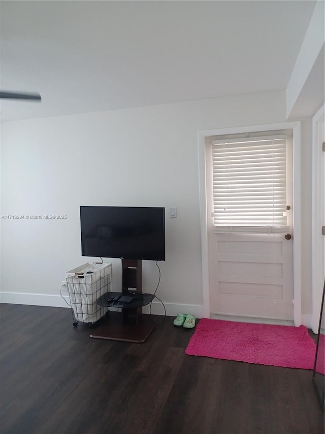 entryway with dark hardwood / wood-style flooring