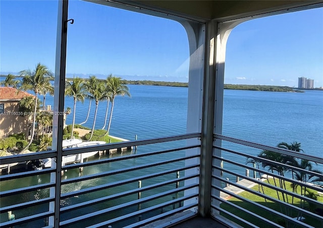 balcony with a water view