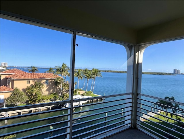 balcony with a water view