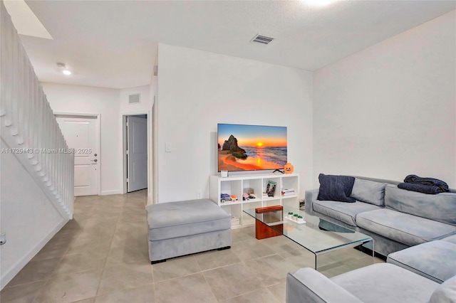 view of tiled living room