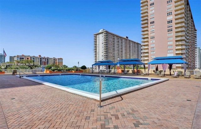 view of swimming pool featuring a patio