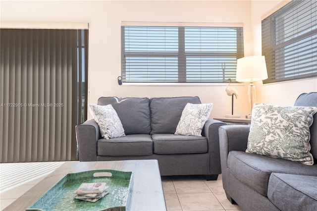 view of tiled living room