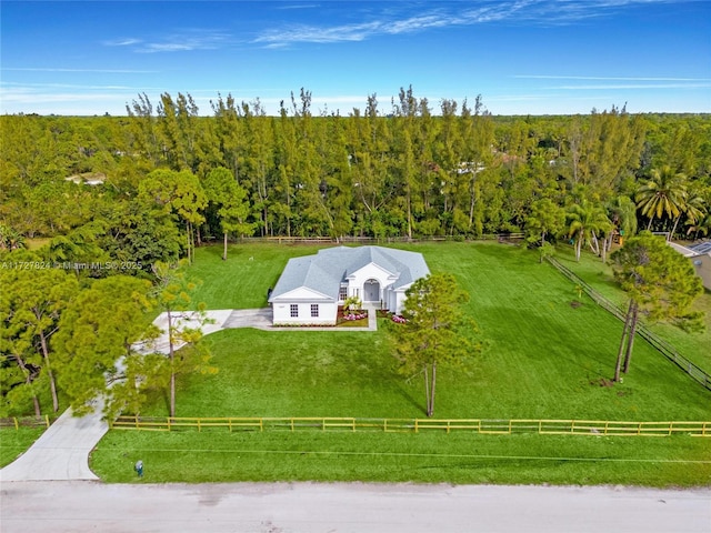 drone / aerial view with a rural view