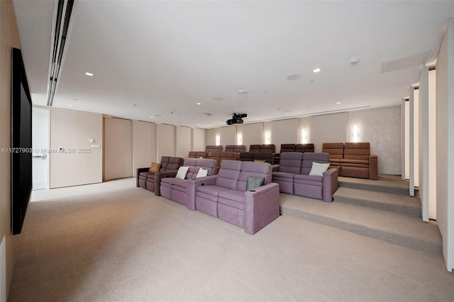 view of carpeted home theater room