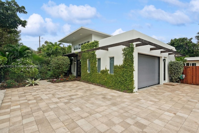 exterior space featuring a garage