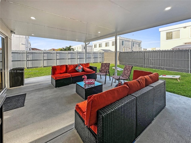 view of patio with an outdoor living space