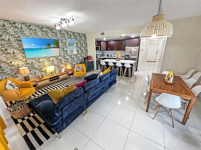 view of tiled living room