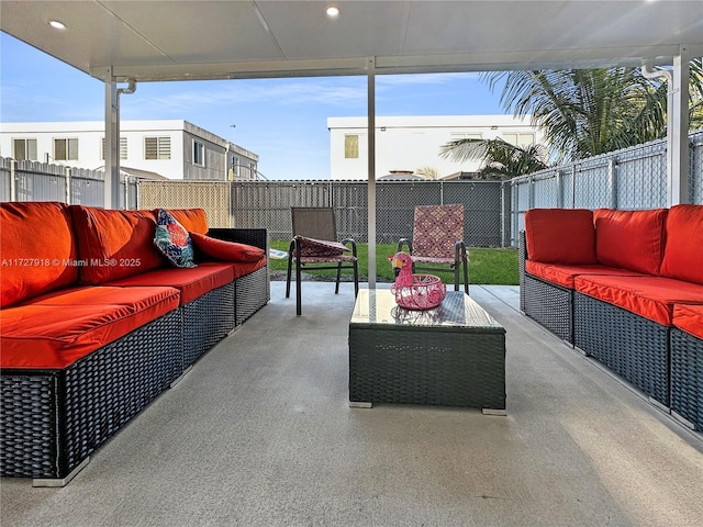 view of patio / terrace featuring an outdoor living space