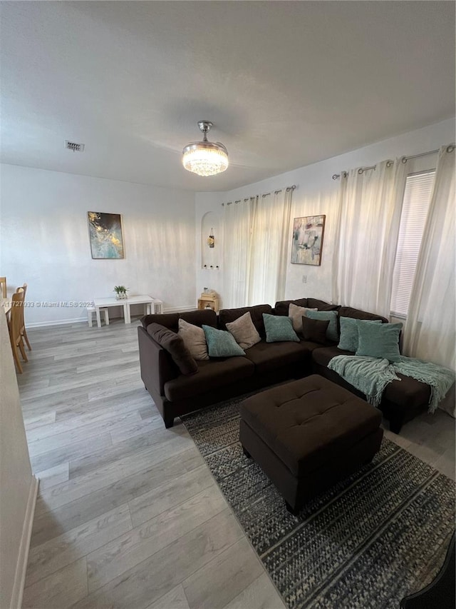 living room featuring light hardwood / wood-style floors