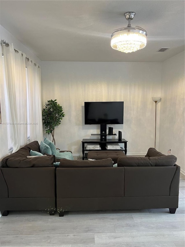 living room featuring light hardwood / wood-style flooring