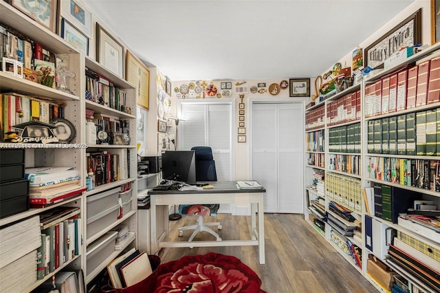 office featuring hardwood / wood-style floors