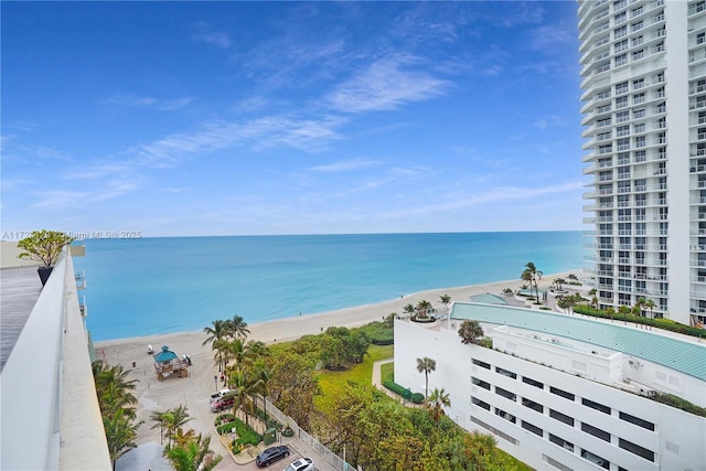 property view of water with a beach view