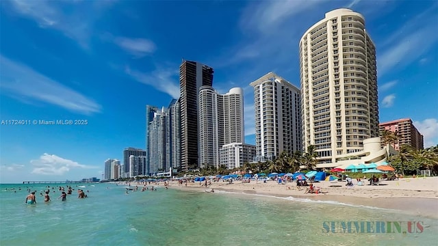 water view featuring a beach view