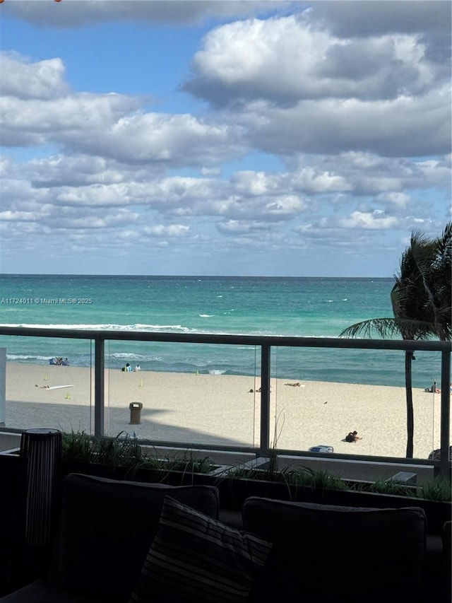 view of water feature featuring a beach view