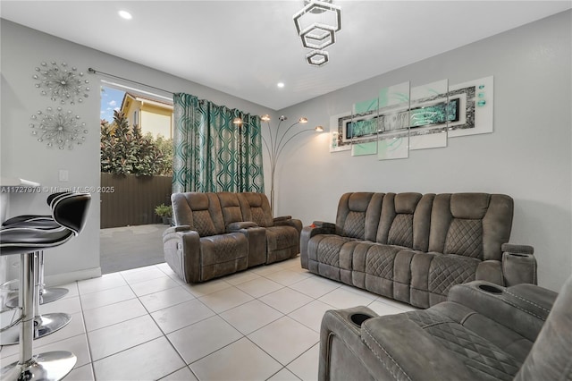 view of tiled living room