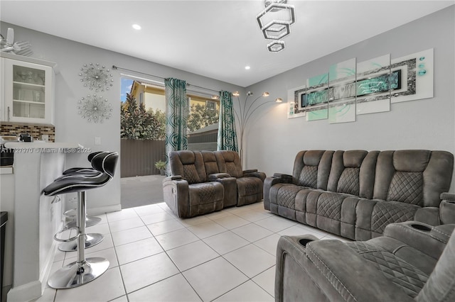 view of tiled living room