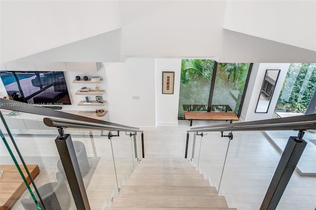 stairway with a wealth of natural light