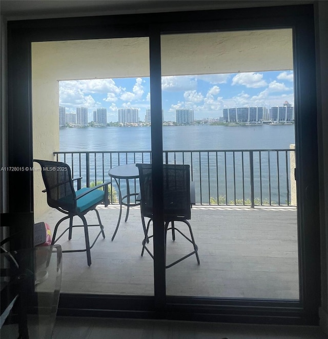 balcony with a water view