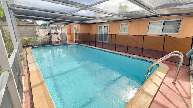 view of pool featuring a lanai