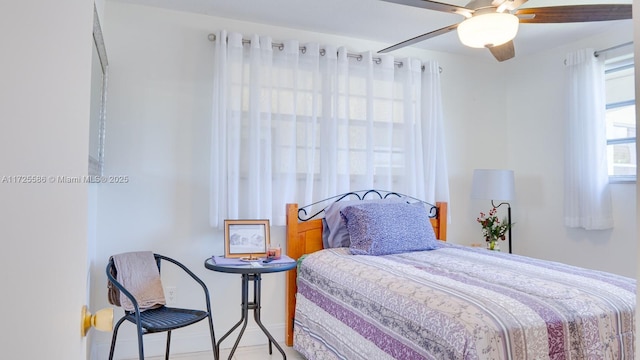 bedroom featuring ceiling fan