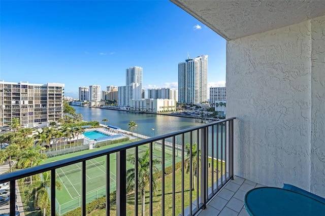 balcony with a water view