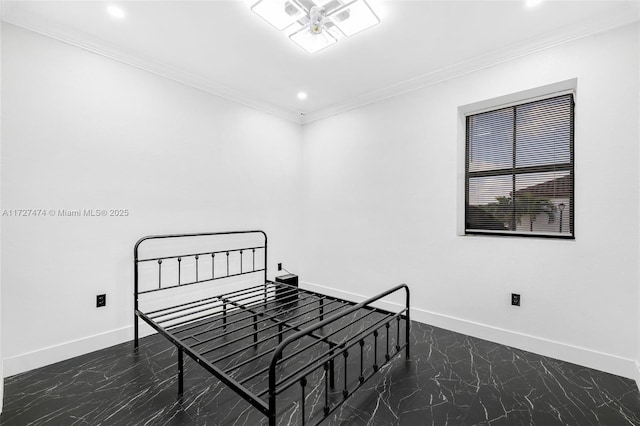 bedroom featuring ornamental molding